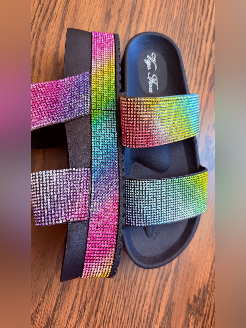 Viga Fiore Rainbow Crystal Slide Sandals for Women